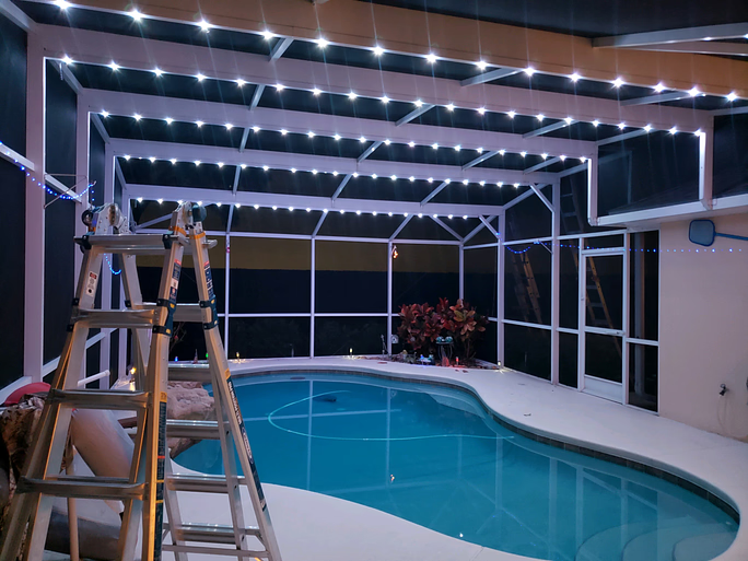 100’  Pool Enclosure Track Lighting System 12in spaced