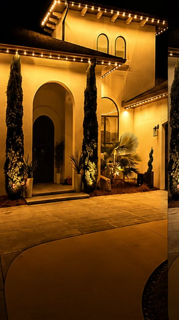 The same home lit at 2700K &mdash; warm white