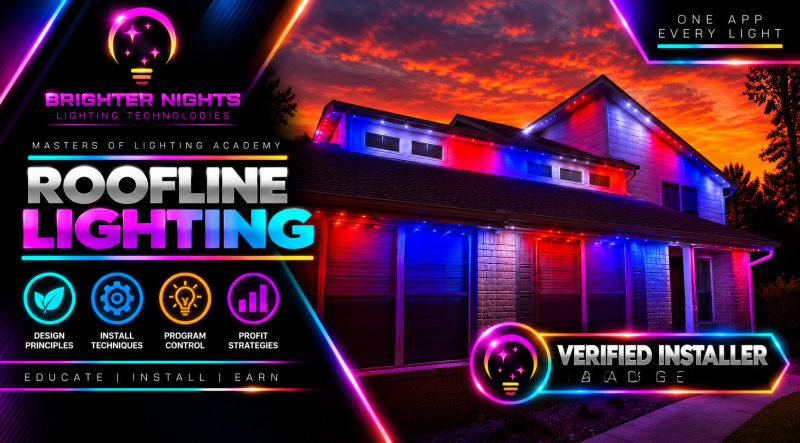 Brighter Nights Verified Installer badge for Roofline lighting