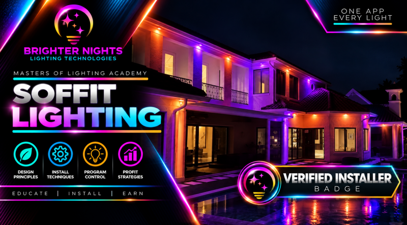 Brighter Nights Verified Installer badge for Soffit lighting