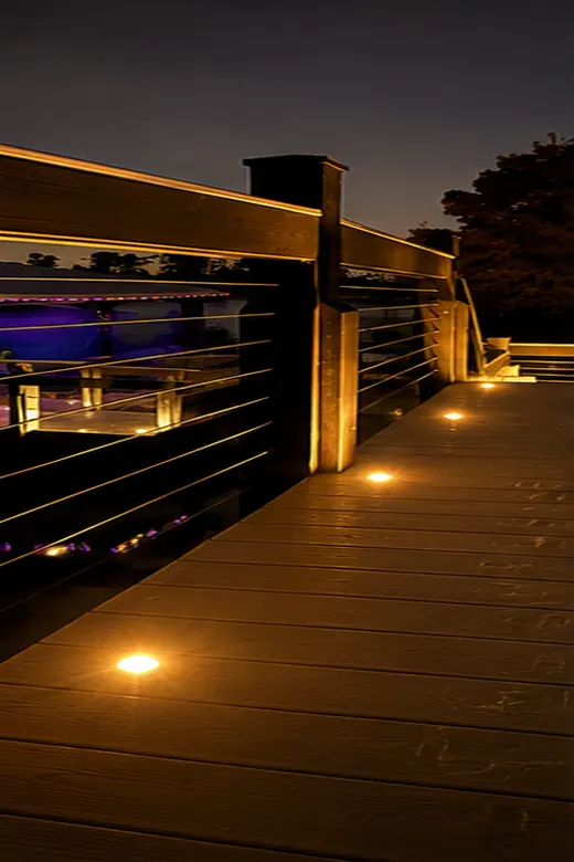 Deck lighting at 2700 Kelvin, warm white