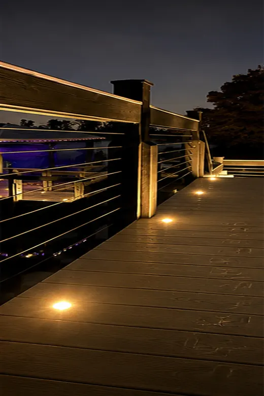 Deck lighting at 3000 Kelvin, soft white
