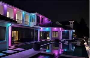 Soffit lighting in soft pastel Easter colors